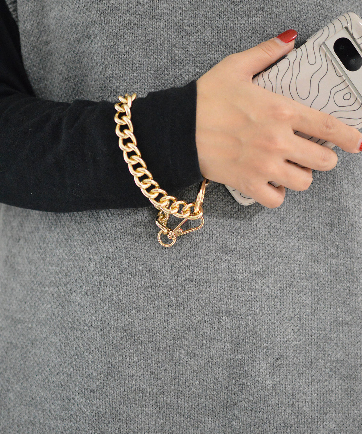 【BROTHERHOOD】Metal Big Curve Chain Wrist Strap(UNISEX)