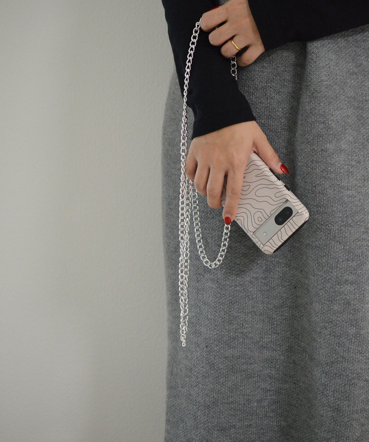 【BROTHERHOOD】Aluminum Flat Curve Chain Shoulder Strap(UNISEX)