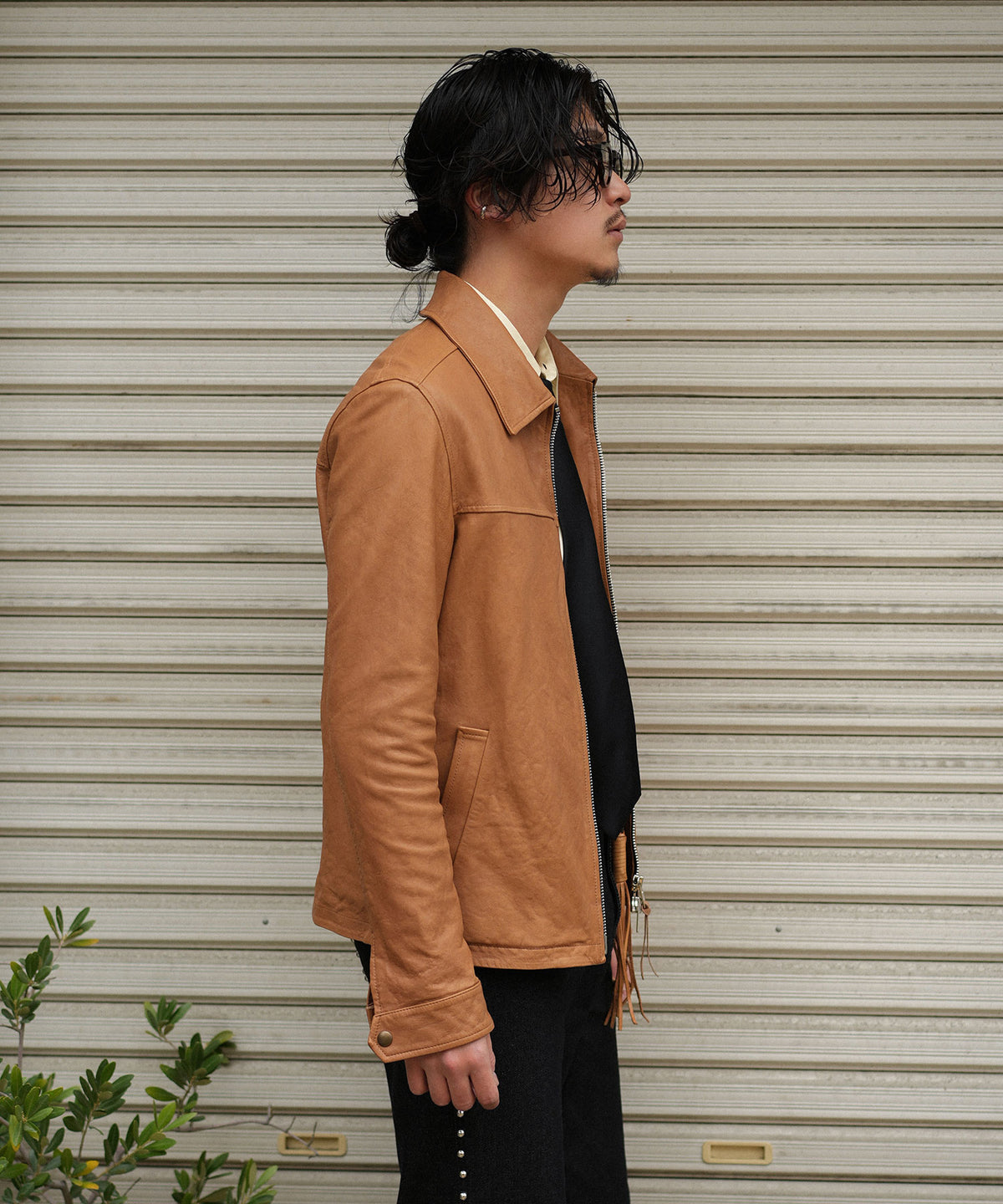 【Takeru. for BROTHERHOOD】Lamb Leather Jacket-Camel BEIGE-
