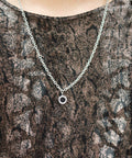 【Small Circle Black Shell Greek Letter Necklace】 スモールサークル ブラックシェル グリークレター ネックレス「サージカルステンレス」(UNISEX)