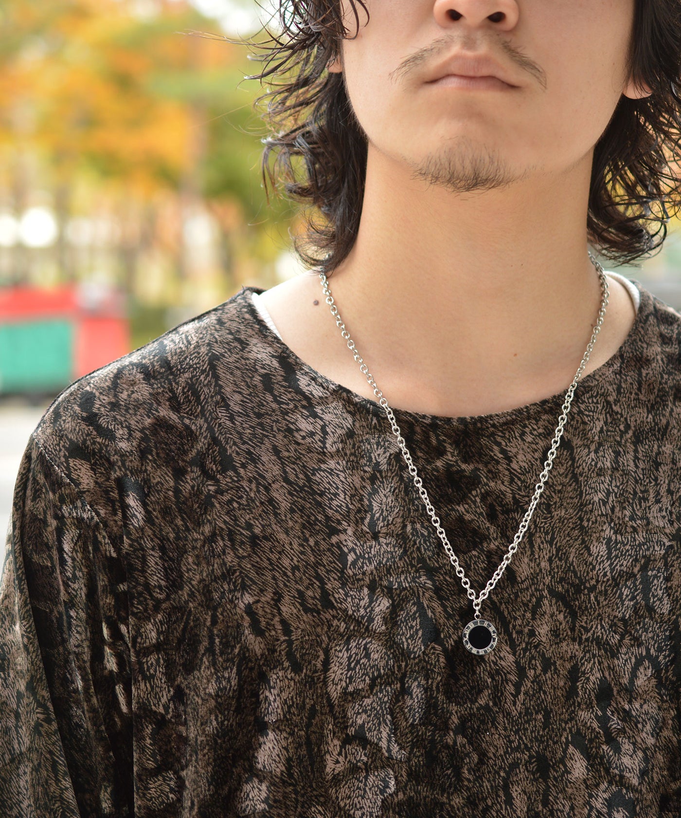 【Circle Black Shell Greek Letter Necklace】サークル ブラックシェル グリークレター  ネックレス「サージカルステンレス」(UNISEX)