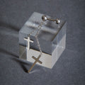 【2 Chain Cross Pierce】サージカル ステンレス フォーリンチェーンMIX2 片耳 ピアス(UNISEX)